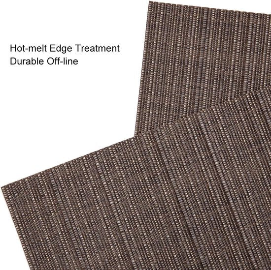 Placemats, afwasbaar, set van 6, geweven placemats, afwasbaar, antislip, hittebestendig, vinyl, afwasbaar, voor keuken, eettafel, hotel, 30 x 45 cm, bruin 2