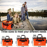 draagbare opvouwbare visemmer, multifunctionele container voor levend visaas, outdoor camping Eva-vistas en visemmer (oranje, 38 liter