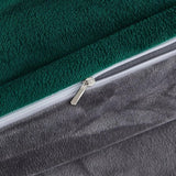 Winterbeddengoed, 135 x 200 cm, groen-grijs, warm pluche beddengoedset, 2-delig, 1 dekbedovertrek van 135 x 200 cm, met ritssluiting en kussensloop van 80 x 80 cm
