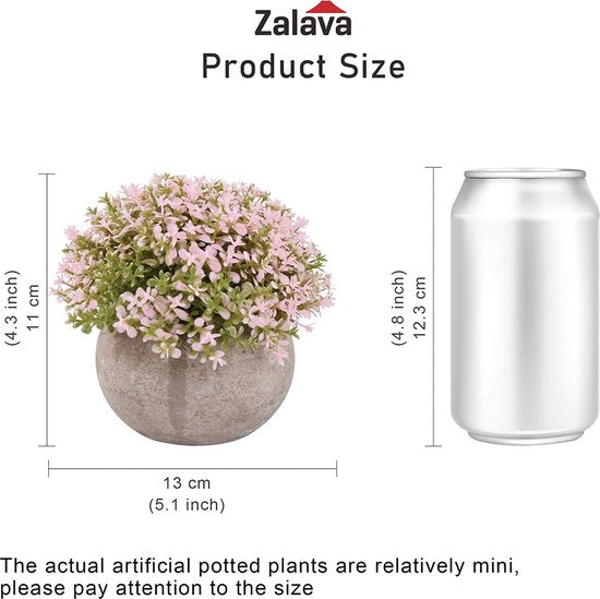 3 stuks kunstplant, kunstplant met pot, kleine kunstplant op tafel, huis, balkon, kantoor, decoratie (grijze pot 2)