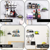 Doucheplank zone, set van 3 losse doucheplanken, wit, met 6 haken en zeepbakje, verbonden doucheplank, bad room en double room, Keuken