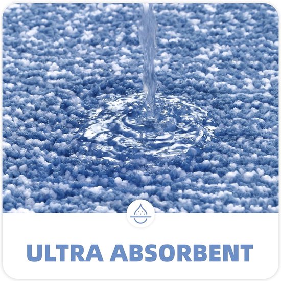 60 x 90 cm Microfiber Zachte Badmat, Antislip Badkamermat Machinewasbaar, Douche Waterabsorberend Badkleed Duurzame Vloermatten (Blauw)