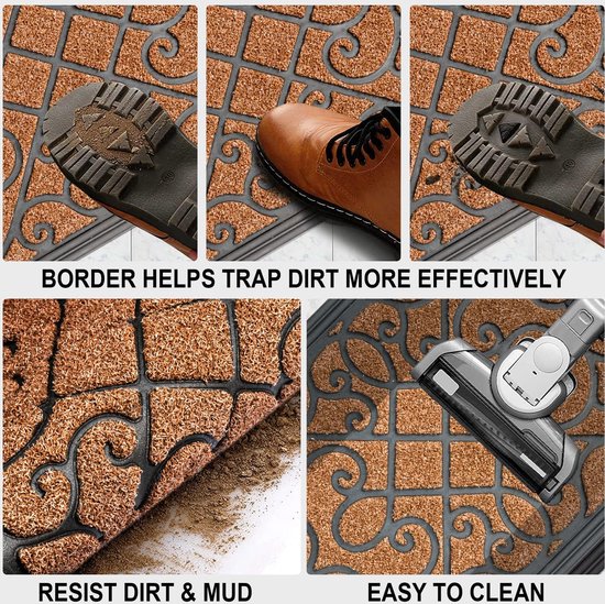 Schoonloopmat 45 x 75 cm, deurmat voor buiten, duurzame vuilvanger, antislip deurmat voor huisdeur, entree, huisingang, terras, sterk gefrequentieerd gebied