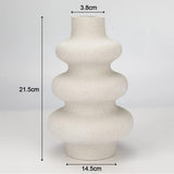 Vaas voor pampasgras, wit, keramische vaas, moderne decoratieve kunstvaas, handgemaakte vaas, mat, donut, spiraal