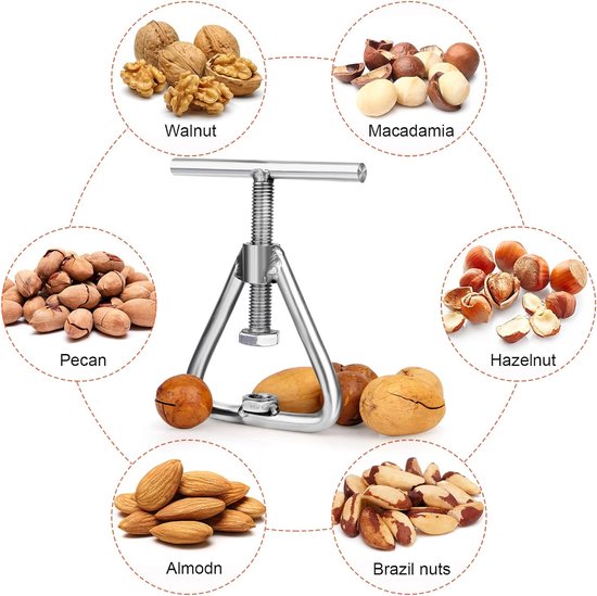 Notenkraker, notenkraker, walnoten, groefcracker, notenkraker, roestvrij staal, walnootkraker, robuuste notenkraker, gereedschap voor noten, pecannoten, walnoten, amandelen