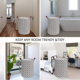 TOTANKI 60L grote wasmand, verdikte wasmand met stevig leren handvat, opvouwbare opbergmand met trekkoordsluiting, vrijstaande wasmand voor slaapkamer, badkamer (grijs, L)