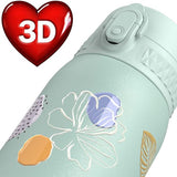 Lekvrije kinderwaterfles, vacuümgeïsoleerd roestvrij staal, 320 ml (11 oz), Balue Flowers