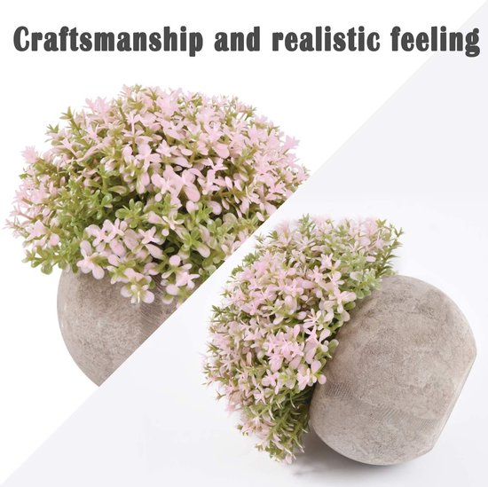 3 stuks kunstplant, kunstplant met pot, kleine kunstplant op tafel, huis, balkon, kantoor, decoratie (grijze pot 2)