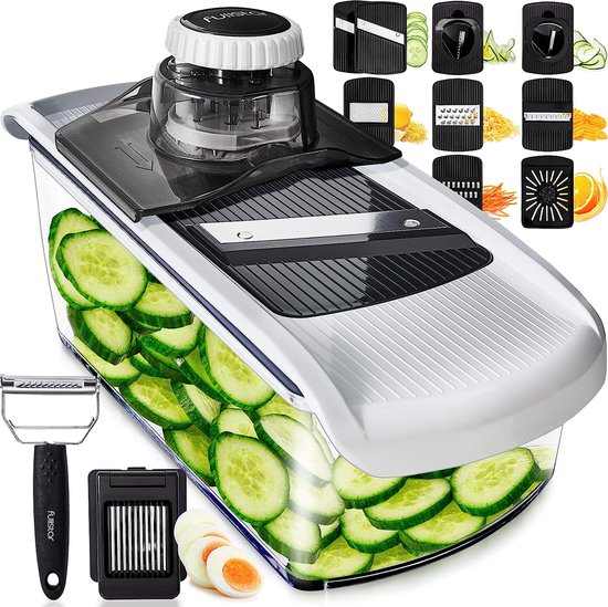 11-in-1 multifunctionele mandoline-groentesnijder Keukensnijder - Groentesnijder Groentesnijder Komkommersnijder Groenterasp Spiralizer Lintensnijder Sapcentrifuge Eisnijder Zester Julienneblad