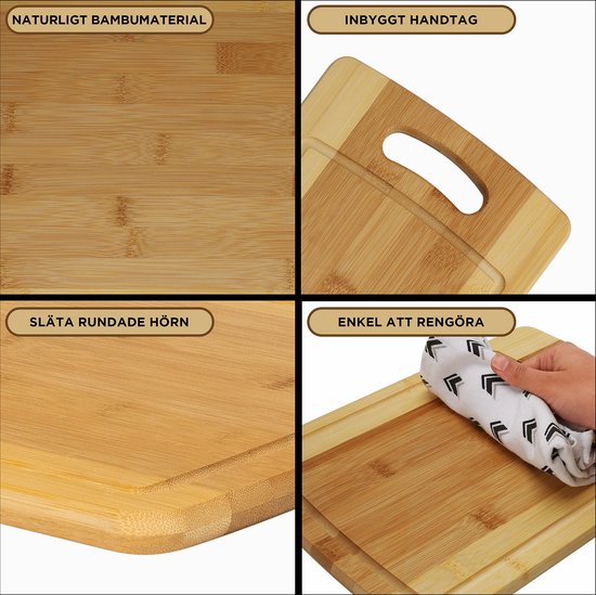 Belle Vous 3 Pak Bamboe Houten Snijplanken - 3 Verschillende Maten - Houten Snijborden voor Koken & Serveer Trays - Keuken Snijplank Set voor Groentes, Vlees, Kaas & Meer