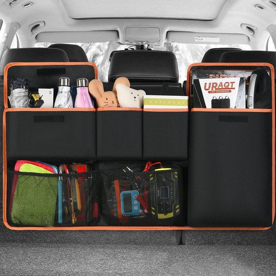 Kofferbakorganizer voor in de auto, 100 x 45 cm, grote autoopbergtas, kofferbaktas, waterdichte tas, autostoelorganizer met 6 verstelbare riemen en 3 bevestigingsriemen