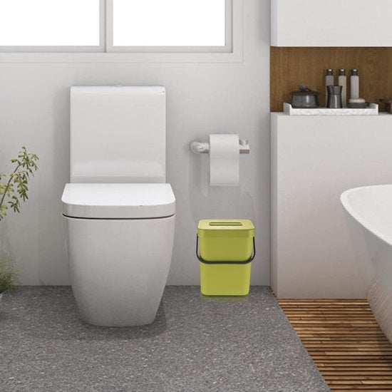 Hangende vuilnisemmer, 5 l, keukenvuilnisemmer, afvalemmer met deksel, afvalbak om op te hangen, voor keuken, auto, badkamer, kantoor, slaapkamer, groen