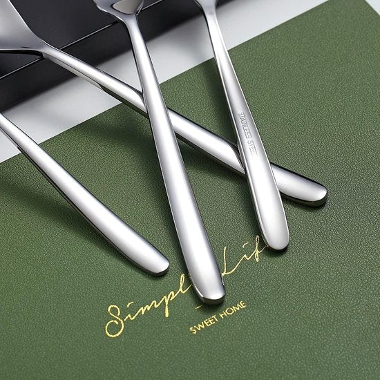 Tafelvorken 6-delig, roestvrijstalen vorken, bestekset, dessertvorken, tafelvorken, saladevorken voor thuis, keuken of restaurant, vaatwasmachinebestendig (zilver-8 inch)