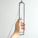 3 stuks glazen vaasjes van smeedijzer, fles reageerbuis voor bloemen, hangende metalen luchtplantenhouder, metalen strijkijzer, creatieve wandophanging, planten, glazen vazen voor