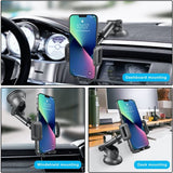 GVTECH Autotelefoonhouder voor mobiele telefoon, dashboard-voorruit-telefoonhouder, universele autohouder, 360° draaibaar, uittrekbare arm, one-knop-ontspanningsstandaard voor iPhone 11 12 Pro Max XS Xr X