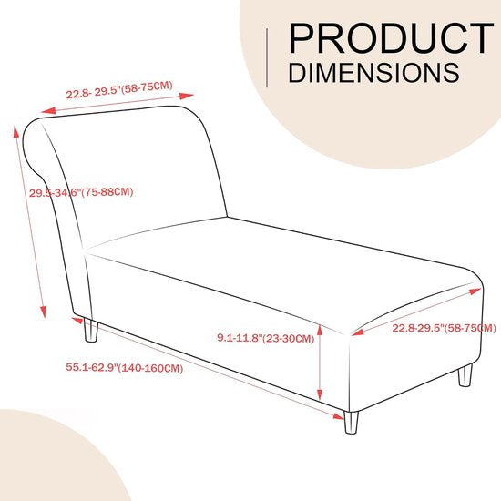 Chaiselongue stretchhoes, antislip hoes voor chaise longue bankovertrek, elastische hoes voor ligstoel, antislip, stretchhoes, comfortabele stof, meubelbescherming (wijnrood)