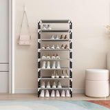 Zwart 8-laags schoenenopbergrek organisator plankhouder standaard voor 24 paar schoenen, extra stevig ontwerp met 16 mm verdikte buizen