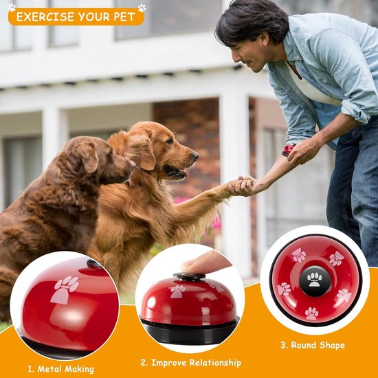 Trainingsbelletjes voor huisdieren, 2 stuks, trainingsbelletjes voor hondenkatten, deurbellen voor potjescommunicatie en netheidstraining met grote knop