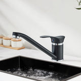 Lagedruk keukenkraan Zwarte spoelbakmengkraan 360° draaibare mengkraan Eengreepsmengkraan Lagedrukkraan Eengreepsmengkraan voor onder de spoelbak