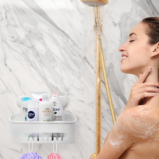 Doucheplank zonder boren - doucheplank douchemand - doucheopbergzuignap - shampoohouder - doucheplank zuignap - tandenborstelhouder zeephouder - 10 KG