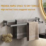 Towel Rail No Drilling - Wall Towel Holder with 2 Hooks - Self-Adhesive Towel Rail 60 cm Towel Holder Double Arms - Wall Mounted Towel Rack for Bathroom Kitchen (60 cm)