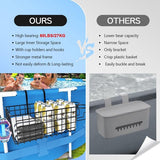 Zwembadmand, metalen zwembadmand, bekerhouder, handdoek, opbergrek, groot hangend zwembadaccessoire-organizer, opbergdoos met dik rooster, 2 stuks