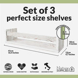 Set van 3 witte massief houten wandplanken - Kinderkamer - Ideaal voor boeken en speelgoed