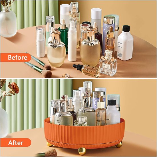 Roterend opbergrek, kruidenrek, draaibaar voor keuken, eetkamer, kast, dresser, 360 graden draaibaar, kruidenrek, organizer, draaibare cosmetica-organizer, opbergrek, draaiplateau organizer, oranje