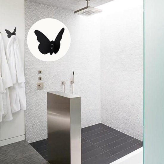 2 stuks zwarte jashaken, roestvrij stalen metalen kledinghaken, vlinderkleerhaken, vlinder-opberghaken, geschikt voor slaapkamer, badkamer en andere plaatsen