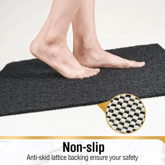 Antislip douchemat, 60 x 60 cm, badmat antislip met afvoer, zachte PVC Loofah antislipmat, badkuip, sneldrogende badmat, zwart