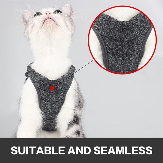 Cat Harness and Leash, Ultra-Light, Escape-Proof, Adjustable, Soft Mesh Fabric, Padded, Running Vest, Jacket for Kittens, Pets, Puppies, m, grey