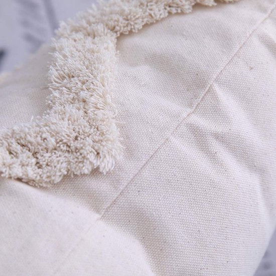 Decoratieve kussenhoes met franjes, boho, super zachte kussenslopen, kwastjes voor bank, slaapkamer, woonkamer, decoratie, 30 x 50 cm, beige