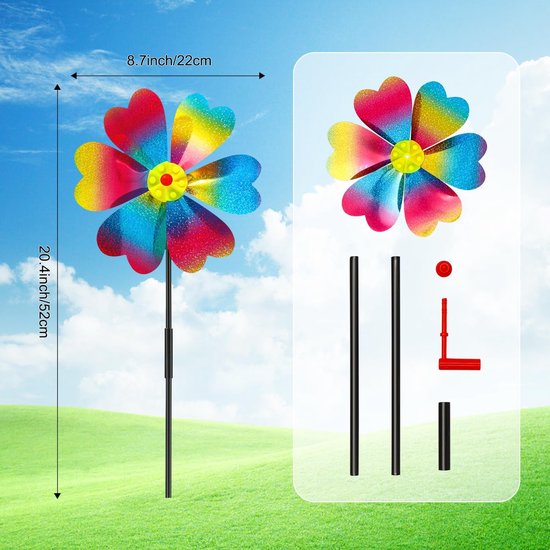 Set van 4 windturbines, vogelafstotend middel, reflecterende windmolen, boomgaard, vogelverschrikker, windmolenbalkon, decoratietuin ter bescherming, tuin, tuin, balkon