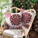 Kussensloop 40 x 40 cm, lente, modern, outdoor, bankkussen, kussenhoes, kussenhoezen, waterdicht, linnen, zomer, rood, dahlia, bloem, voor woonkamer, slaapkamer, bank, tuin, terras, decoratie, set van