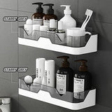 2-pack douchecaddy, scheidbare douche-organizer met haken, zonder boren, dubbellaagse doucheplank voor badkamer en keuken (grijs)
