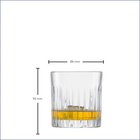 Whiskyglas Set (van 6), rechte tumbler voor whisky met reliëf, vaatwasmachinebestendige kristallen glazen (artikelnummer 121555)