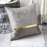 Set van 2 kussenslopen voor bank/auto/slaapkamer luxe moderne minimalistische gouden lederen stiksels, golvende streep decoratieve kussensloop 45 x 45 cm (zilver)