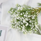 12 pieces gypsophila artificial flowers, like real, plastic gypsophila artificial flowers decoration for wedding, party, bride, office decor (white)