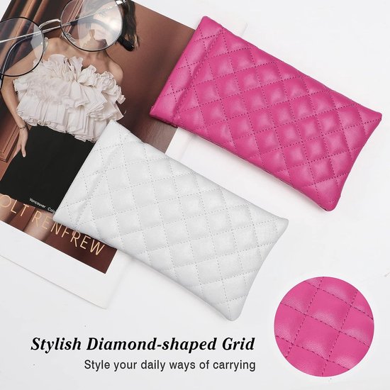 Brillenkoker, 2 stuks draagbare zonnebrillen etui met kliksluiting brillenkoker zachte bril beschermhoes leesbrillenetui voor dames met reinigingsdoekje