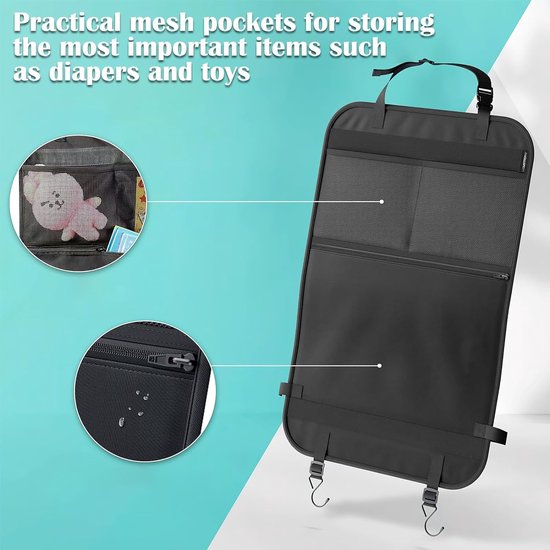 Rugleuning, beschermt autokinderen, rugleuningbescherming, sportstoel, autostoelbeschermer, autostoelorganizer, multifunctionele haak voor autostoel, rugleuning, haak, stoel, rugsteun