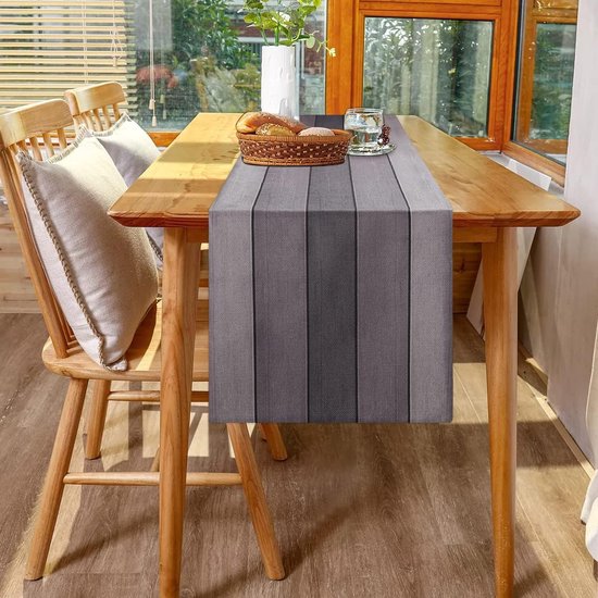 tafelloper grijs moderne keuken eettafel decoratie voor binnen en buiten vakantie feest woonkamer decoratie tafelloper 33 x 183 cm kwaliteit woonkamer linnen tafelloper herfst donkergrijs lichtgrijs