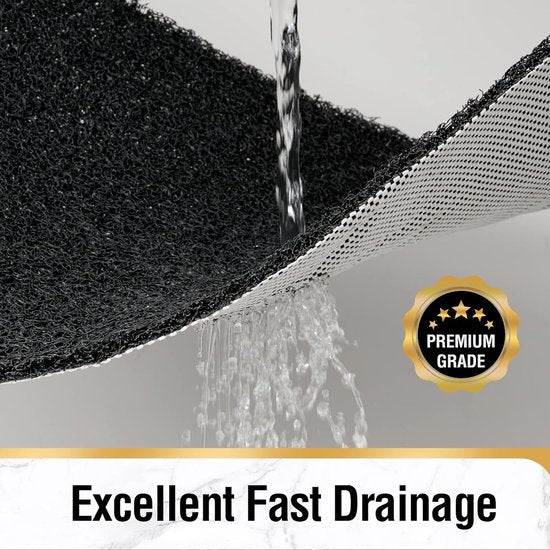 Antislip douchemat, 60 x 60 cm, badmat antislip met afvoer, zachte PVC Loofah antislipmat, badkuip, sneldrogende badmat, zwart