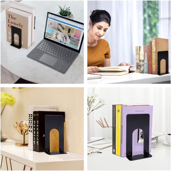 Boekenhouder, 7 paar boekensteunen metalen boekenhouder voor plank zwarte boekensteunen boekensteunen boekensteunen voor planken voor boeken, dvd's, tijdschriften, 70 x 110 x 130 mm