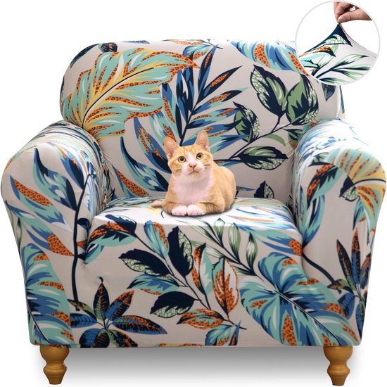 Bankhoes 1-zits - Stoel Sofa Cover - Elastic Stretch Spandex Hoes - Antislip Wasbare Protector en Cover met armleuningen - Regenwoud