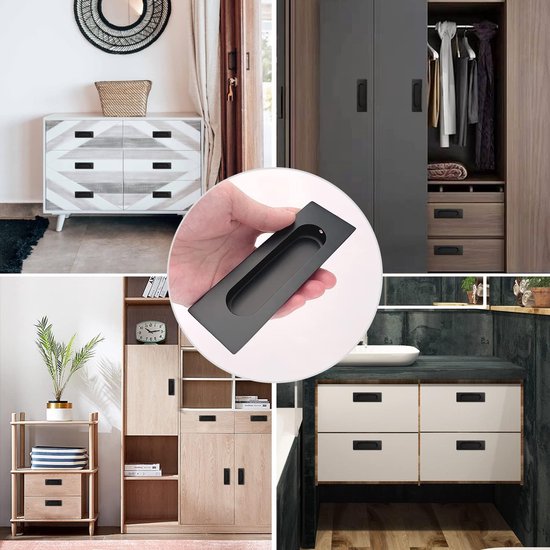 Schuifdeurgreep, zwarte schuifdeurgreep, handgrepen 120 mm lengte, gegalvaniseerde handgrepen, voor keukenkastgrepen, 2 stuks