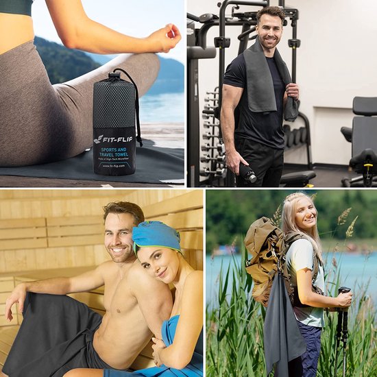 microfiber handdoek in 8 maten; vederlicht, ultra absorberend en sneldrogend; microfiber handdoeken zijn ideaal als reishanddoek, sporthanddoek, strandhanddoek XXL en badhanddoek, grijs