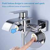 Badkuipkraan, waterval, waterkraan, badkuip, mengkraan met drukschakelaar, eenhandsbadarmatuur van messing, badarmatuur, opbouwbadkraan voor badkamer, chroom