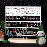 sieradendisplay opbergstandaard met houten sokkel, oorbeldisplay standaard, oorbelhouder voor hangende oorbellen, 144 gaten (wit)