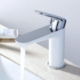 Wastafel-eengreepsmengkraan met één hendel, wit en chroom, 1-gaats wastafelarmatuur met armatuur,