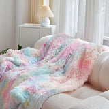 Imitatiebontdeken - Sherpa Schapendeken - Comfort Fleece Deken - Wollen Deken Bank- en Beddekens - 130 x 160 cm - Regenboog